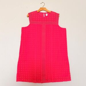 GAP Coral Eyelet Cotton Sleeveless Shift Dress Womens XL Coral Lace Trim NWOT